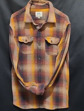 Ecko Unlimited Plaid Button-Down Shirt in Mustard & Burgundy